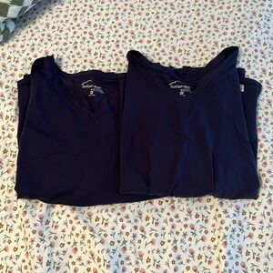 Uniform advantage buttersoft stretch v neck under scrubs long sleeve navy xl